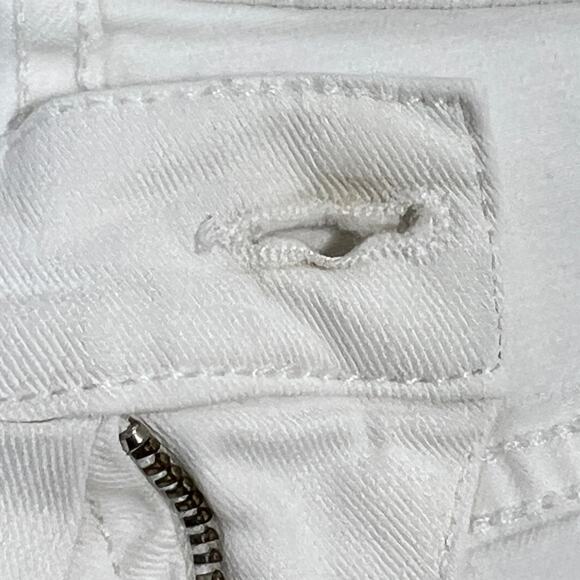 R13 X-Over Skinny Jeans Women 25" White Riot Stretch Denim Cross Waist Summer - Picture 11 of 16